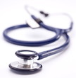 Medical stethoscope on a white background.