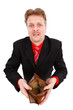 Man showing empty wallet