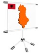 vector display with a map and flag of Albania