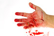 Messer mit Blut. Kriminalität. Tatwaffe eines Mordes.