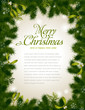 detailed realistic christmas frame with fir and mistletoe