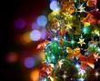 Christmas Tree Decorated. Over Black