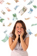 Money rain (euro banknotes)