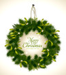 natural christmas wreath with fir and mistletoe