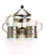 set for tea from a glass and metal