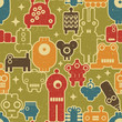 Robot and monsters seamless pattern on green. Robot and monsters seamless pattern on green.