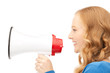 woman with megaphone woman with megaphone