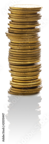 Photo: Stack of golden coins. Stack of golden coins.