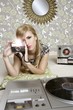 camera retro photo woman in vintage room camera retro photo woman in vintage room