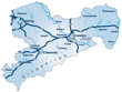 Sachsen mit Autobahnen und Städten als AI