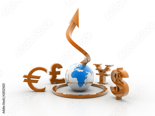 currency signs. currency signs with earth on