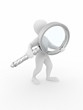 Searching. Men with loupe.
