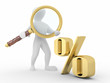 Men with loupe and percent