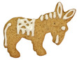 Donkey gingerbread cookie isolated on white with clipping path