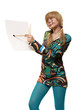 The girl has control over a blank leaf and draws a brush