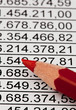 Rotstift, analyse einer Bilanz von Zahlen