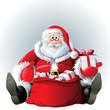 Sitting Santa Claus with the sack of gifts