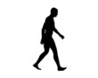 Silhouette of the going person on a white background