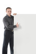 young man with blank sheet