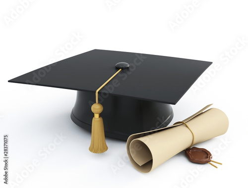 Illustration: graduation cap diploma isolated on a white background graduation cap diploma isolated on a white background