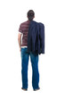 young man looks ahead. rear view.