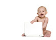 Happy Baby Playing with Mini Laptop Happy Baby Playing with Mini Laptop