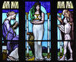 Jugendstil Glasfenster Göttin