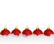 Set of red christmas balls in snow Set of red christmas balls in snow