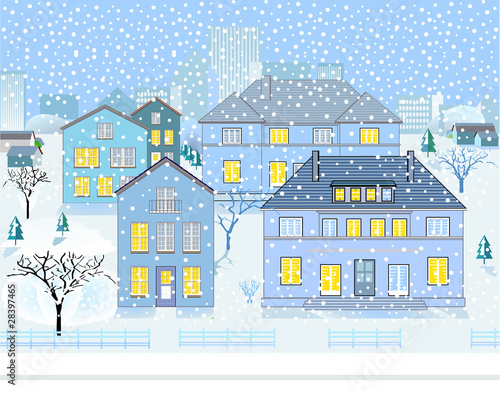 Vector: Stadt im Schnee Stadt im Schnee