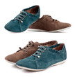Suede sports shoes, brown and blue-green shoes in odd pairs Suede sports shoes, brown and blue-green shoes in odd pairs