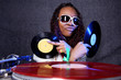 cool afro american DJ in action