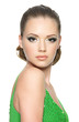 Beautiful face of the teenager girl with bright make-up