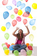 Mädchen mit bunten Luftballons
