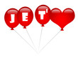JE T’AIME en Ballons de Baudruche (carte amour saint valentin)