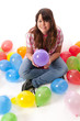 Mädchen mit bunten Luftballons, Geburtstagsfeier