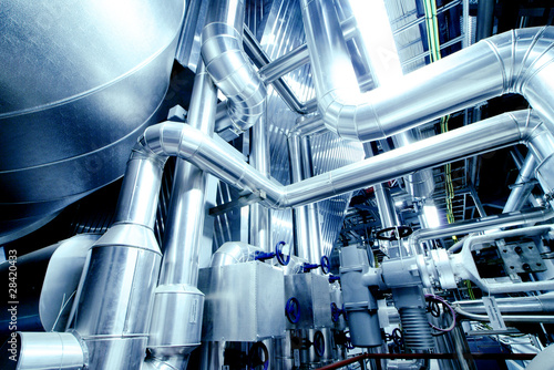 Photo: Equipment, cables and piping as found inside of a modern industr Equipment, cables and piping as found inside of a modern industr