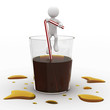 Man sitting in a giant glass of cola