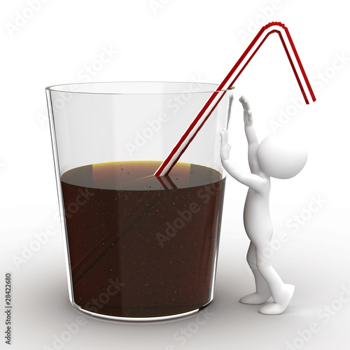 Illustration: Man trying to drink from a giant glass Man trying to drink from a giant glass