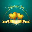 Valentine's day, golden hearts of love