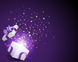 Open explore gift with fly stars vector background Open explore gift with fly stars vector background