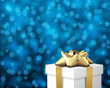 White gift with bokeh vector card White gift with bokeh vector card