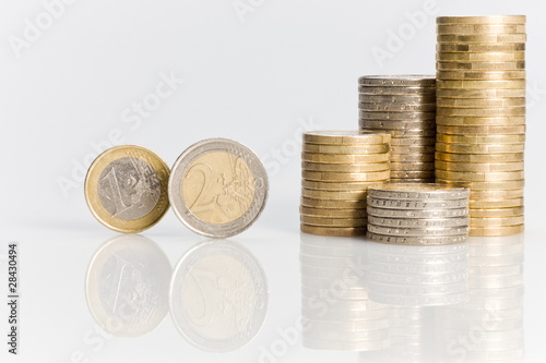 Photo: Geld Münzen Turm Euro Stapel Geld Münzen Turm Euro Stapel