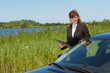 Photo: Business lady working outdoor Business lady working outdoor