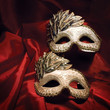 Carnival mask on red background