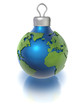 christmas ball with world map, isolated with clipping path