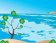 abstract landscape tree sea Illustration vector