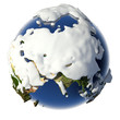 Planet Earth is covered by snow drifts