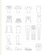woman and female clothes icons - vector icon set
