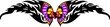 Heart with pink wings in the centre .