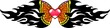 Pink heart with yellow wings .